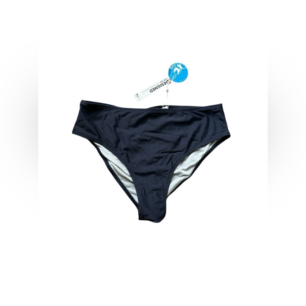 Navy Blue Bikini Bottom with Ruching - Picture 3 of 3